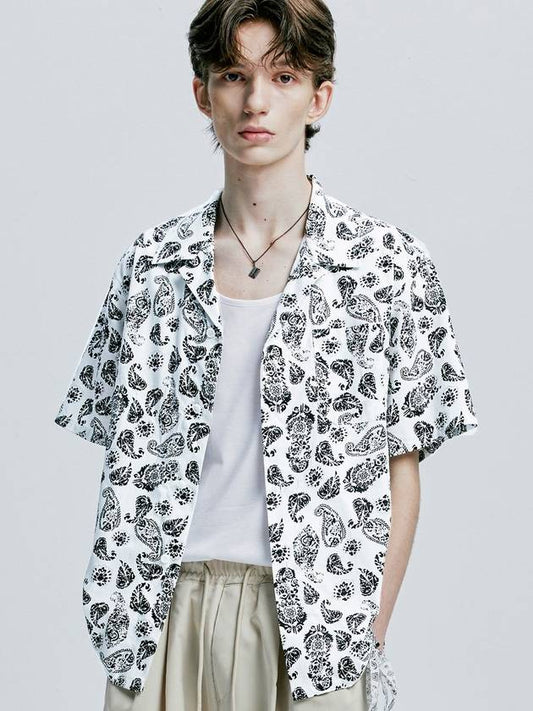 Coconut Hawaiian Paisley Half Shirt White - S SY - BALAAN 1