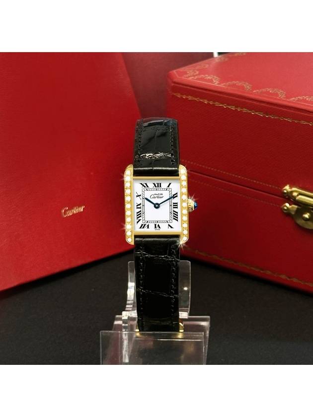 Must Tank Quartz White Roman Dial Diamond Crocodile Unisex Leather Watch - CARTIER - BALAAN 10