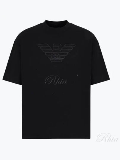 Men's Cotton Heavyweight Short Sleeve T-Shirt Black - EMPORIO ARMANI - BALAAN 2