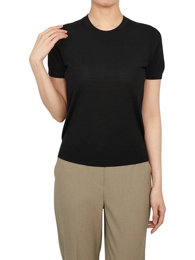 Women's Regal Wool Slim Crew Neck Short Sleeve T-Shirt Black - THEORY - BALAAN 6