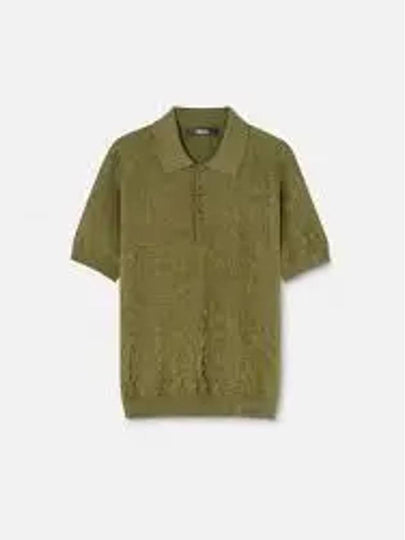 Barocco Knit Polo Shirt Green - VERSACE - BALAAN 2