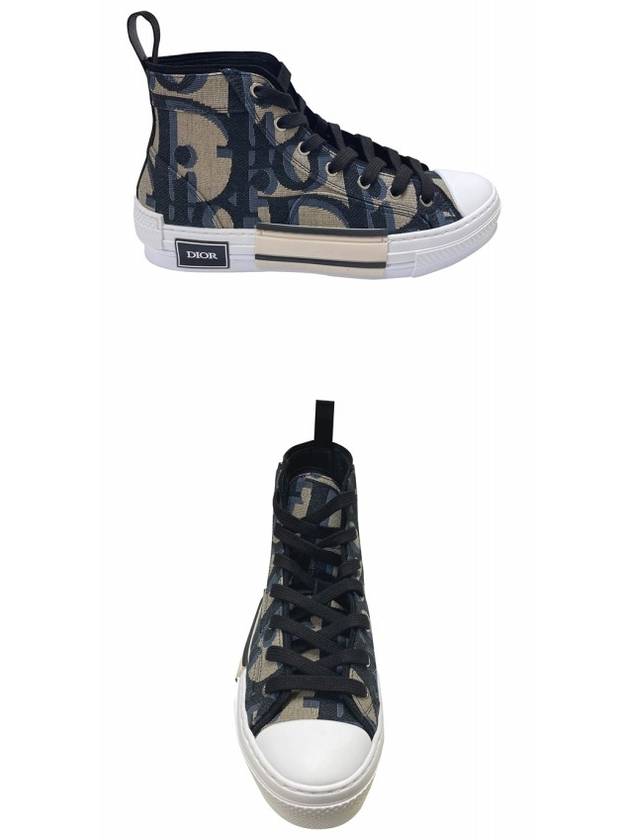 Oblique Jacquard B23 High Top Sneakers Black Beige - DIOR - BALAAN 5