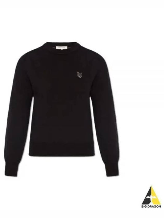 Bold Fox Head Wool Knit Top Black - MAISON KITSUNE - BALAAN 2