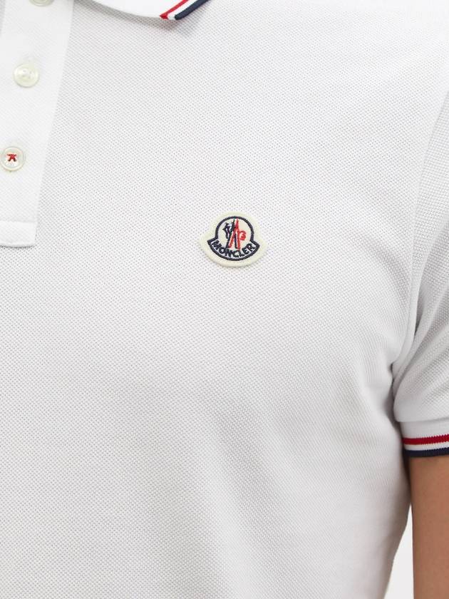 Logo Patch Short Sleeve Polo Optical White - MONCLER - BALAAN 5