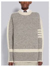 4 Bar Contrast Framing Mohair Knit Top Light Grey - THOM BROWNE - BALAAN 2