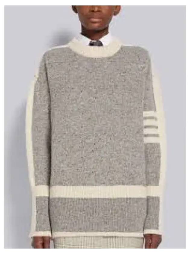 4 Bar Contrast Framing Mohair Knit Top Light Grey - THOM BROWNE - BALAAN 2