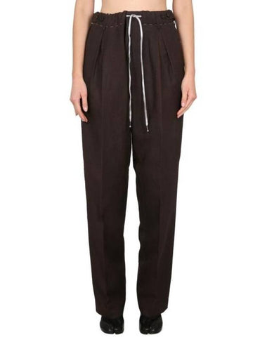 Stitched Logo Drawstring Straight Pants Brown - MAISON MARGIELA - BALAAN 1