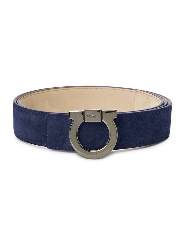 Gancini Reversible Leather Belt Navy - SALVATORE FERRAGAMO - BALAAN 2