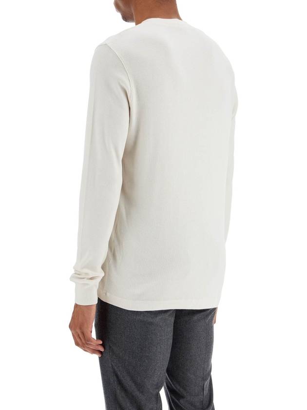 henley t-shirt ivory in cotton and microfiber ribbed - TOM FORD - BALAAN 3