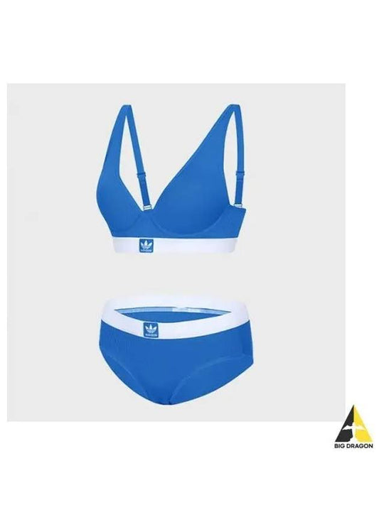 adidas UNDERWEAR No Wire Trefoil Vivid Bra Panties 1 Set BLUE - ADIDAS - BALAAN 1