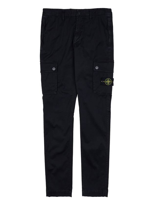 Garment Dyed Old Effect Stretch Broken Twill Cotton Cargo Pants Black - STONE ISLAND - BALAAN 9