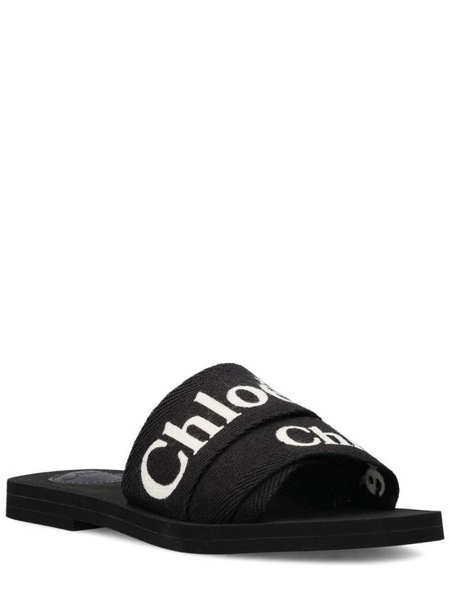 Woody Logo Slide Slippers Black - CHLOE - BALAAN 3