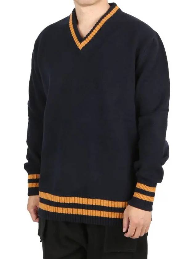 Stitch Patch Wool Knit Top Navy - MAISON MARGIELA - BALAAN 2