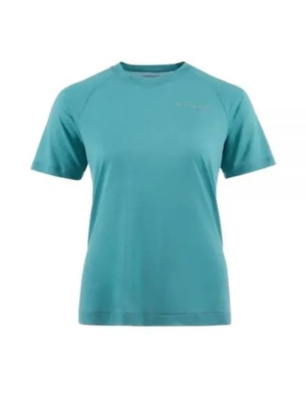 Women's Groa Logo Technical Short Sleeve T-Shirt Teal Blue - KLATTERMUSEN - BALAAN 1