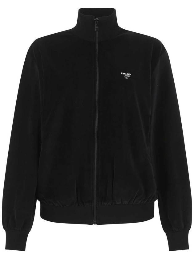 Triangle Logo High Neck Zip Up Jacket Black - PRADA - BALAAN 2