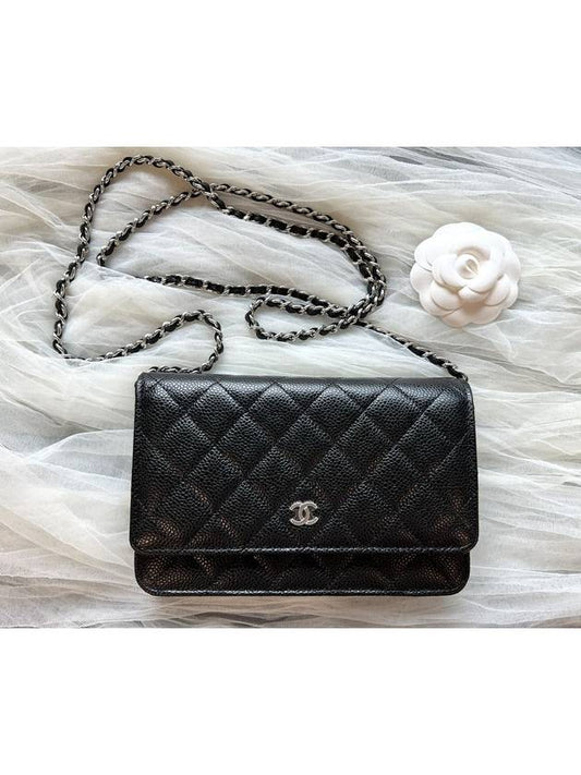 Classic Crossbag On Chain Grained Calfskin & Silver Black - CHANEL - BALAAN 2