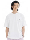 Unisex Overfit Marshmallow Embroidery Short Sleeve T-Shirt White - LMN3011 - BALAAN 1