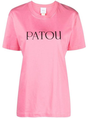 Logo Cotton Short Sleeve T-Shirt Pink - PATOU - BALAAN 1