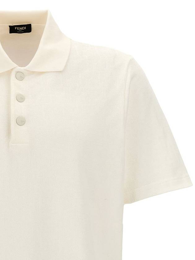 FF Pique Polo Shirt White - FENDI - BALAAN 4