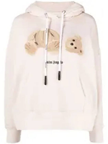 Bear Print Hooded Top Beige - PALM ANGELS - BALAAN.