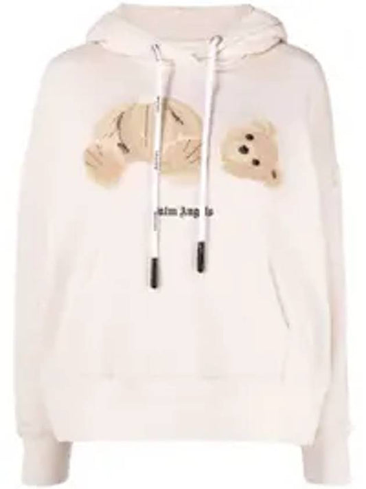 Bear Print Hooded Top Beige - PALM ANGELS - BALAAN.