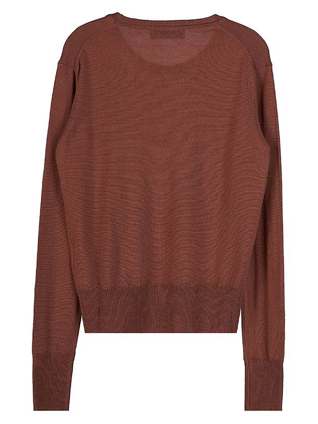 Women's Embroidered Logo Bea Wool Knit Top Brown - VIVIENNE WESTWOOD - BALAAN 3