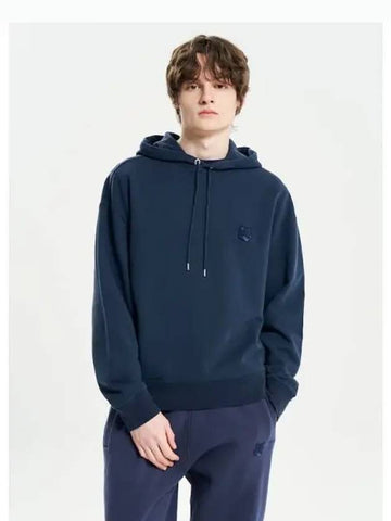 Men s Fox Head Patch Oversized Boxy Fit Hooded Sweatshirt Hoodie Deep Navy Domestic Product - MAISON KITSUNE - BALAAN 1