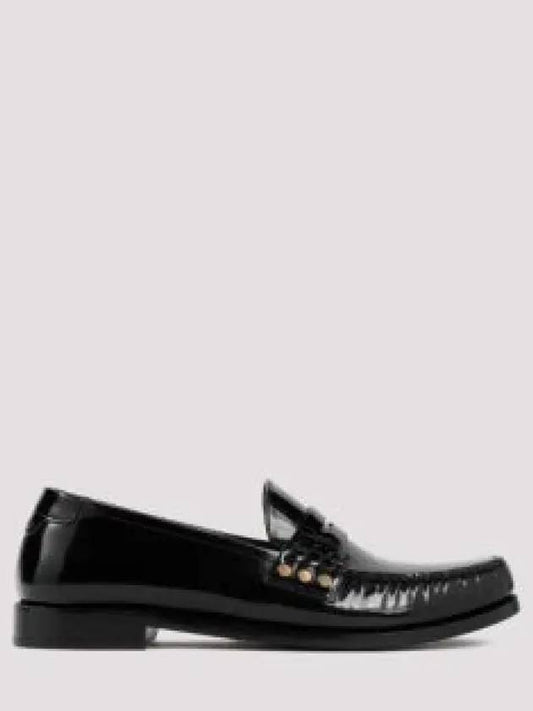 Mocassini Leather Monogram Loafer Black - SAINT LAURENT - BALAAN 2