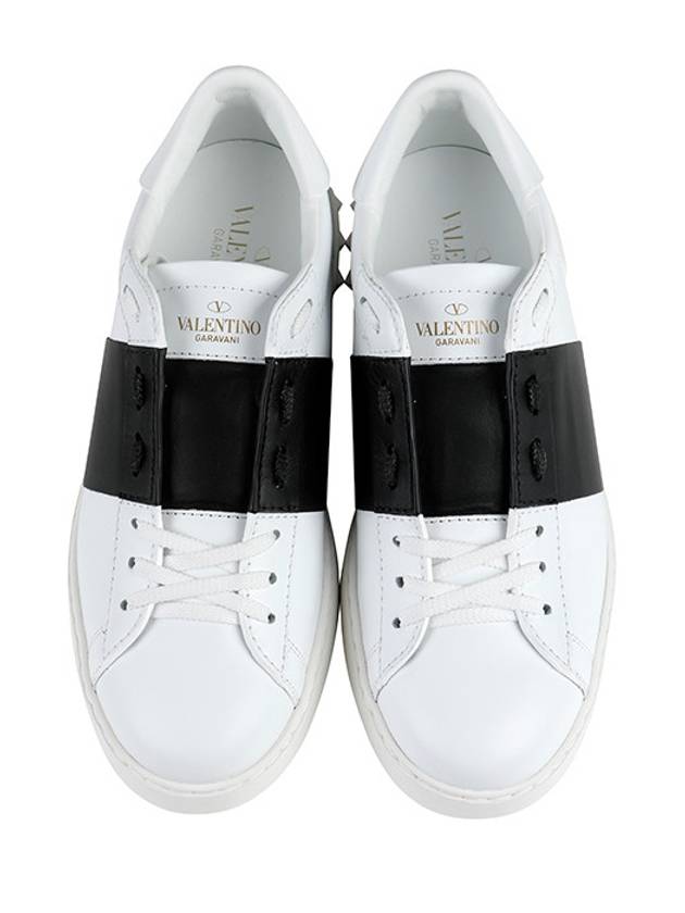 Men's Hidden Open Band Low Top Sneakers White Black - VALENTINO - BALAAN 5