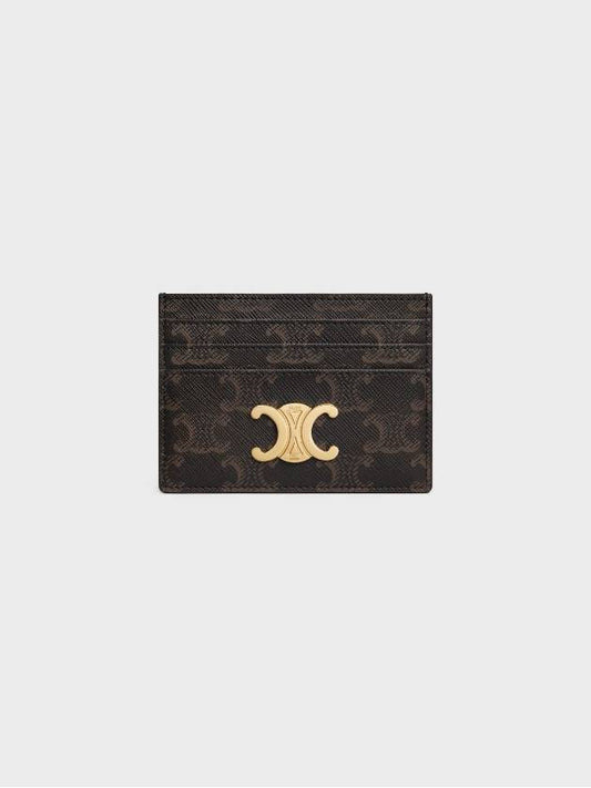 Triomphe Card Holder in Triomphe Canvas Tan - CELINE - BALAAN 2