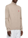 Small Heart Logo Turtleneck Beige - AMI - BALAAN 3