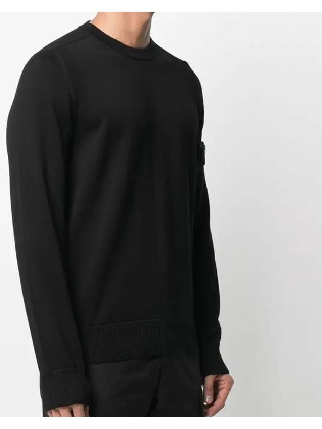 Wappen Patch Cotton Knit Top Black - STONE ISLAND - BALAAN 5