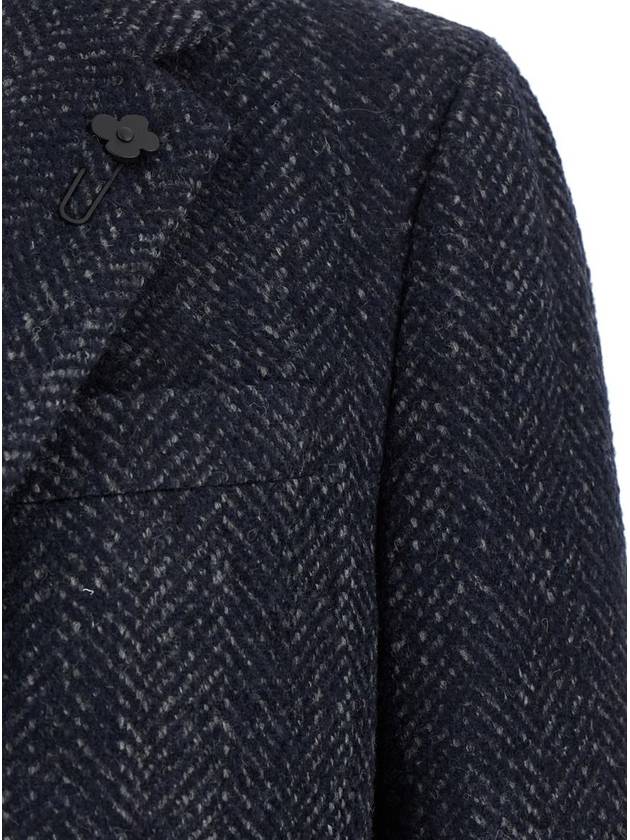 Blue Single-Breasted Coat With Notched Revers In Wool Blend Man - RVR LARDINI - BALAAN 3