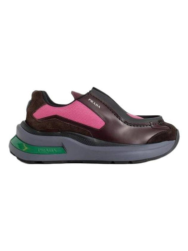 Brushed Leather Fabric Low Top Sneakers Garmet Peony Pink - PRADA - BALAAN 1