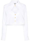 ORB Logo Embroidery Heart Cut-Off Crop Shirt White - VIVIENNE WESTWOOD - BALAAN 2