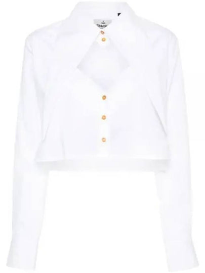 ORB Logo Embroidery Heart Cut-Off Crop Shirt White - VIVIENNE WESTWOOD - BALAAN 2