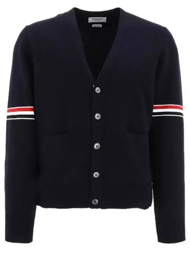 Milan Stitch V neck Cardigan Navy MKC 310A Y3007 415 - THOM BROWNE - BALAAN 1