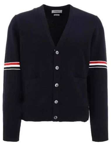 Milan Stitch V neck Cardigan Navy MKC 310A Y3007 415 - THOM BROWNE - BALAAN 1