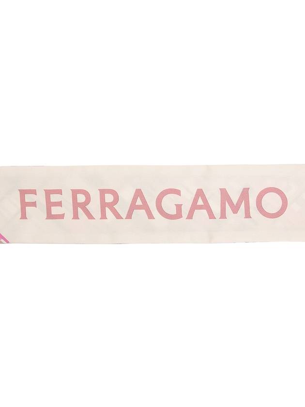 Check Print Twilly Silk Scarf Lime Bubblegum - SALVATORE FERRAGAMO - BALAAN 5