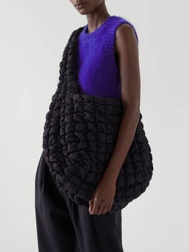 Quilted Oversized Shoulder Bag Dark Navy - COS - BALAAN 3