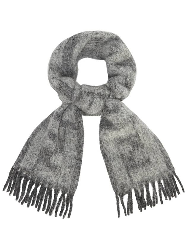 All-Over FF Motif Print Wool Scarf Grey - FENDI - BALAAN 4