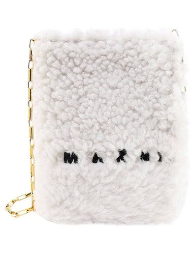 Logo Shearling Cross Shoulder Bag White - MARNI - BALAAN 1