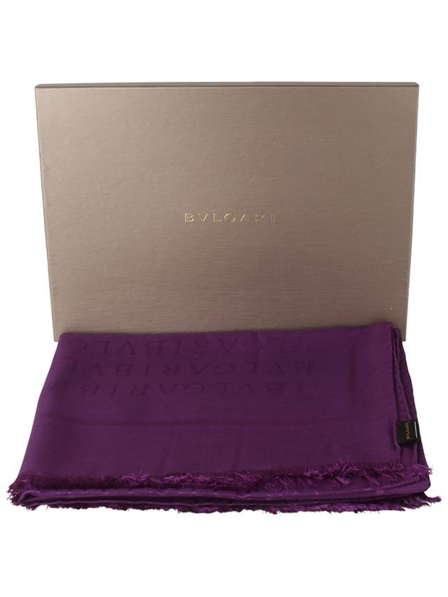 Logomania Stole Wool Silk Scarf Muffler Purple 33701Y 1 - BVLGARI - BALAAN 6