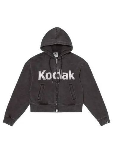 KODAK Cinekodak Semi Crop Fit Washing Hood Zip up Women BLACK - KODO - BALAAN 1