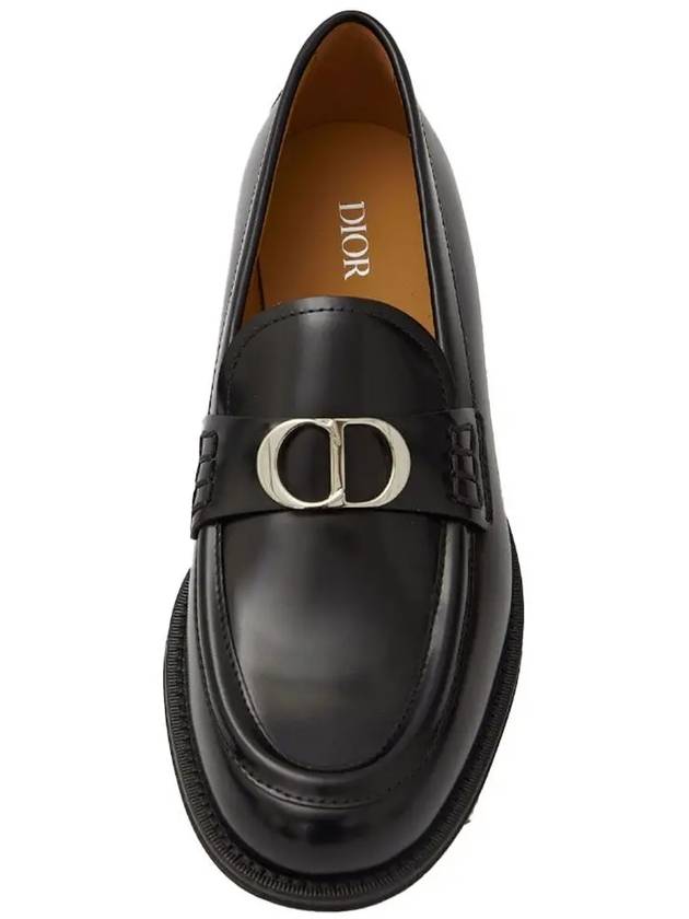 Granville CD Logo Leather Loafers Black Polished - DIOR - BALAAN 3