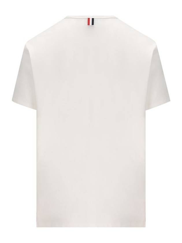 Men's Medium Weight Jersey Tipped Pocket Crewneck Short Sleeve T-Shirt White - THOM BROWNE - BALAAN 3