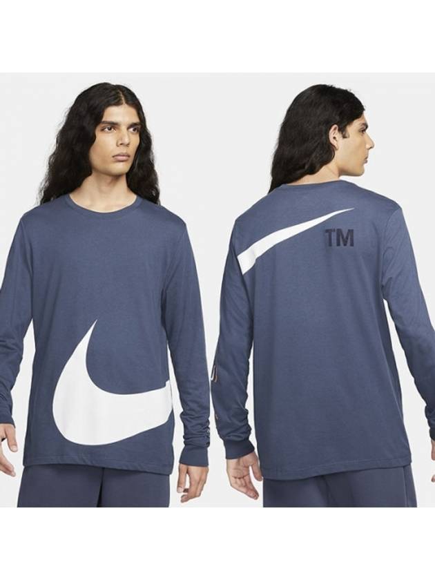 Big Swoosh Long Sleeve T-Shirt Navy - NIKE - BALAAN 2