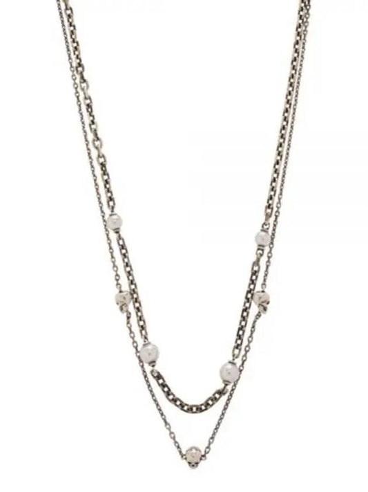 Pearl Skull Chain Necklace Silver - ALEXANDER MCQUEEN - BALAAN 2