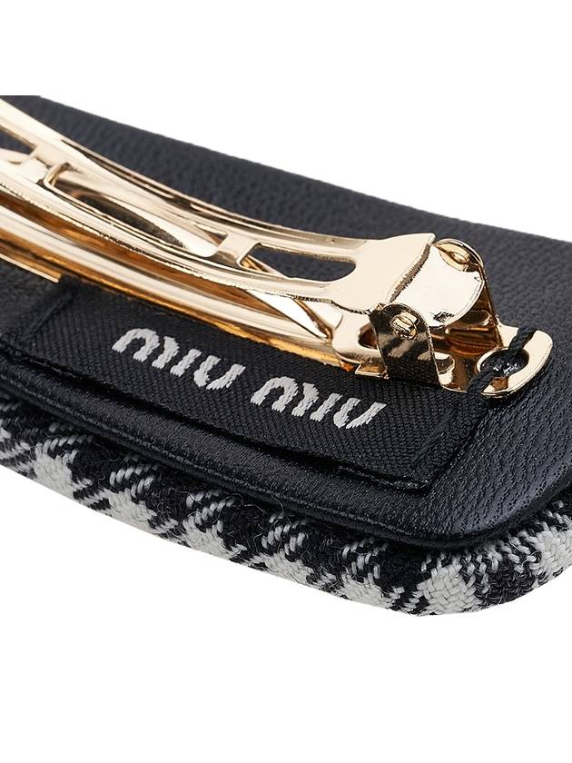 Women's Gingham Check Wool Hair Clip Black White - MIU MIU - BALAAN 6