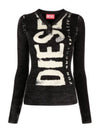 M Arita Logo Print Knit Top Black - DIESEL - BALAAN 3